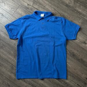 Basic Vintage Y2K Blank Rugged Cotton Hanes Polo Collared Shirt Top